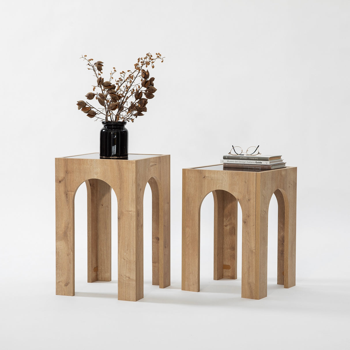 Măsuță de cafea Seine Set - Dark Grey, Sapphire Oak, Gri închis - Stejar