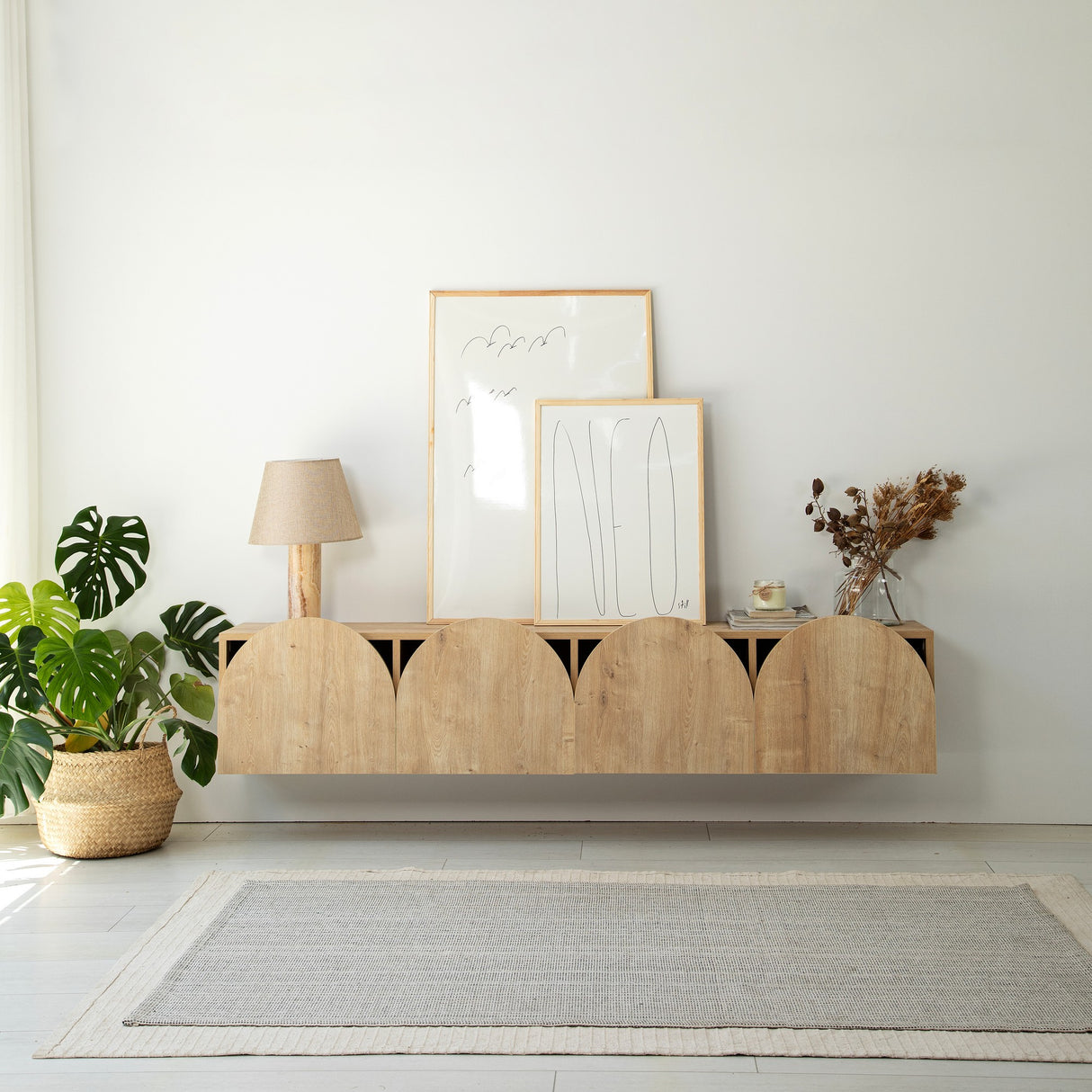 Comodă TV Mesta - Sapphire Oak, Stejar, 180x35x35 cm