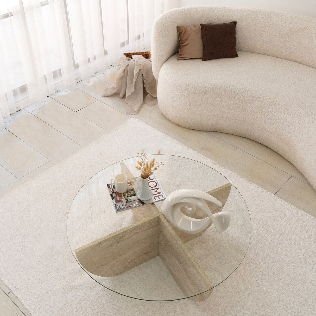 Măsuță de cafea Lily, Diverse culori, Diverse configurații, Diverse dimensiuni - Travertin - Ø90x30 cm - Standard | SKU: 552NOS2499 | Măsuță de cafea Lily, varianta Travertin - Ø90x30 cm - Standard, produs pentru amenajarea locuinței, disponibil online în România la CasaMob