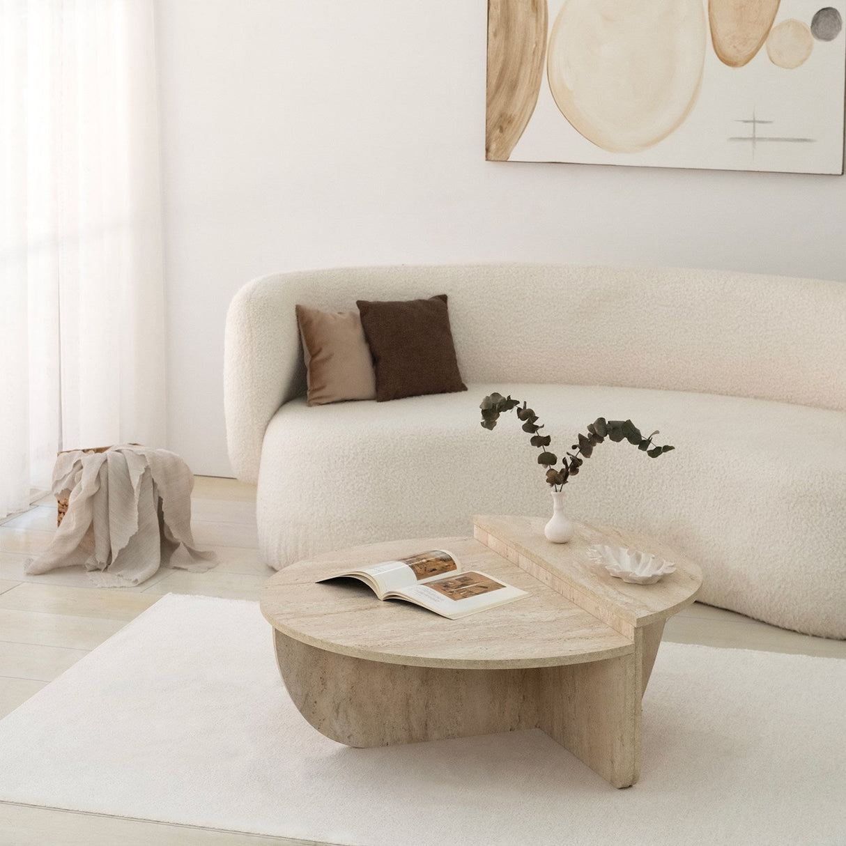 Măsuță de cafea Podium, Diverse culori, Diverse dimensiuni - Travertin - Ø90x35 cm | SKU: 552NOS2502 | Măsuță de cafea Podium, varianta Travertin - Ø90x35 cm, produs pentru amenajarea locuinței, disponibil online în România la CasaMob