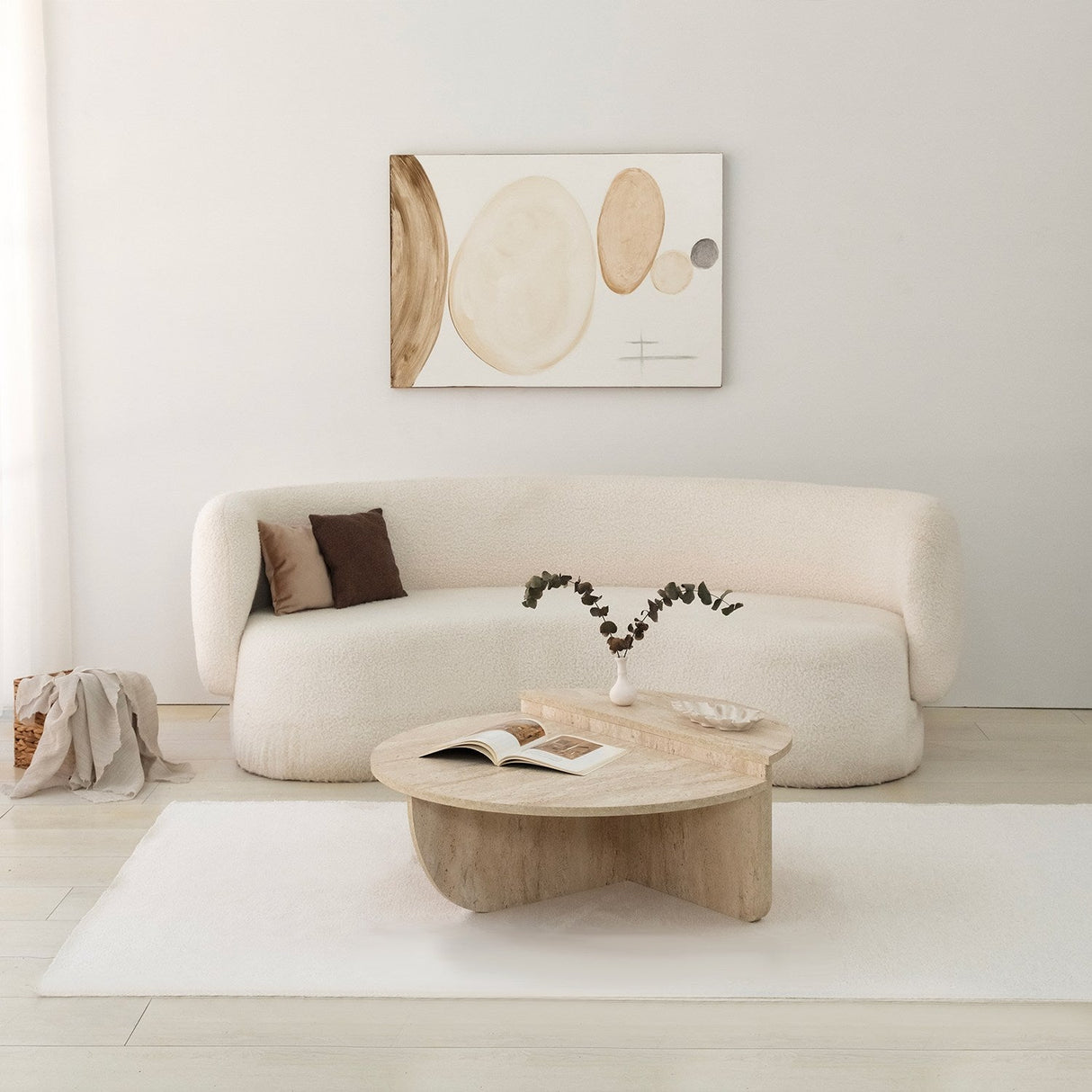 Măsuță de cafea Podium, Diverse culori, Diverse dimensiuni - Travertin - Ø90x35 cm | SKU: 552NOS2502 | Măsuță de cafea Podium, varianta Travertin - Ø90x35 cm, produs pentru amenajarea locuinței, disponibil online în România la CasaMob