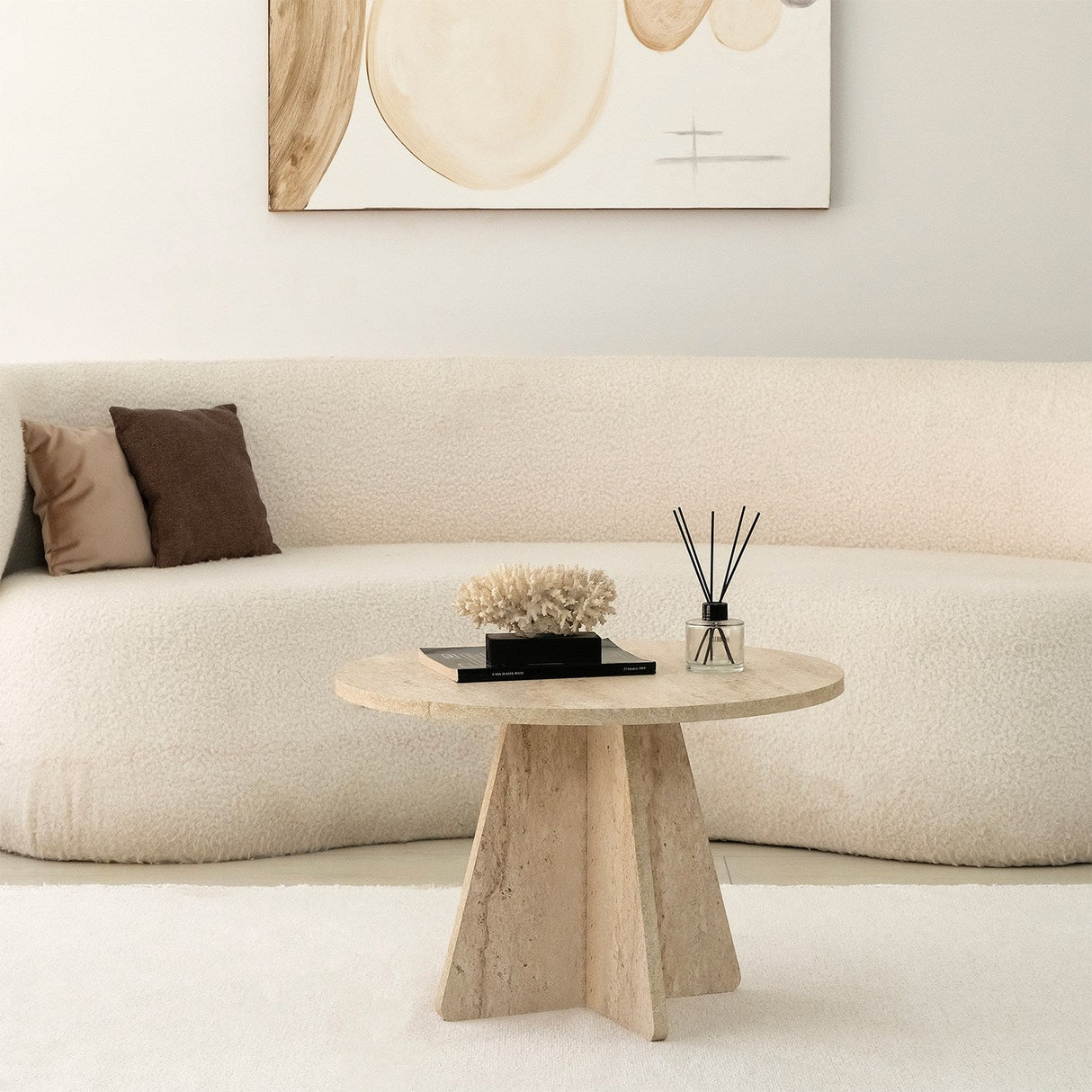 Set de măsuțe de cafea Mushroom, Diverse culori, Diverse configurații, Diverse dimensiuni - Travertin - Ø60x40 cm - Standard | SKU: 552NOS2506 | Set de măsuțe de cafea Mushroom, varianta Travertin - Ø60x40 cm - Standard, produs pentru amenajarea locuinței, disponibil online în România la CasaMob