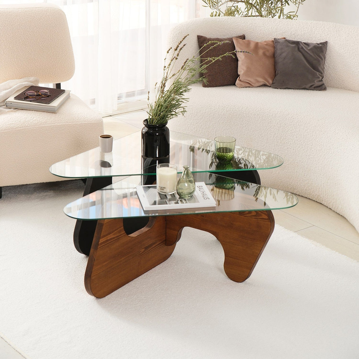 Măsuță de cafea Freya, Diverse culori, Diverse configurații, Diverse dimensiuni - Negru - Castaniu - 94x72x39 cm - 2 bucăți | SKU: 552NOS2542 | Măsuță de cafea Freya, varianta Negru - Castaniu - 94x72x39 cm - 2 bucăți, produs pentru amenajarea locuinței, disponibil online în România la CasaMob