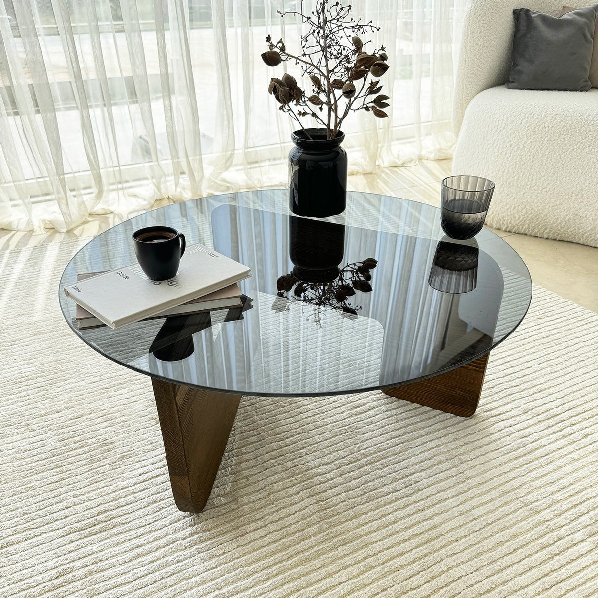 Măsuță de cafea Mia, Diverse culori, 75x75x35 cm - Nuc - Fumuriu | SKU: 552NOS2543 | Măsuță de cafea Mia, 75x75x35 cm, varianta Nuc - Fumuriu, produs pentru amenajarea locuinței, disponibil online în România la CasaMob