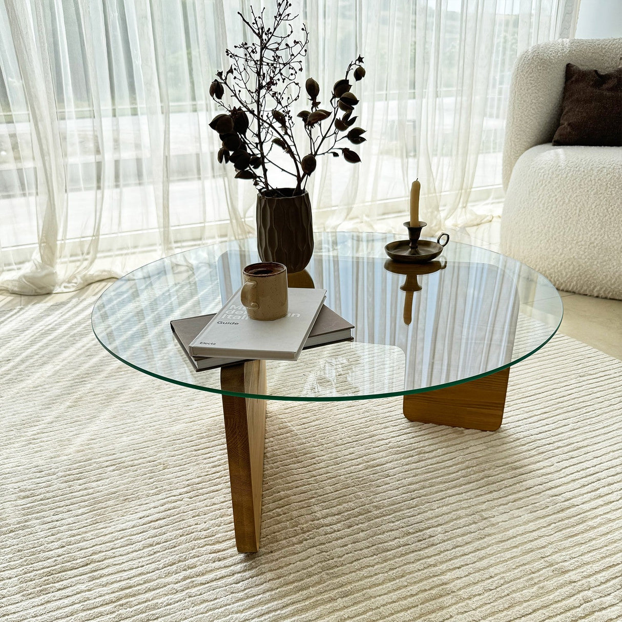 Măsuță de cafea Mia, Diverse culori, 75x75x35 cm - Stejar - Transparent | SKU: 552NOS2546 | Măsuță de cafea Mia, 75x75x35 cm, varianta Stejar - Transparent, produs pentru amenajarea locuinței, disponibil online în România la CasaMob