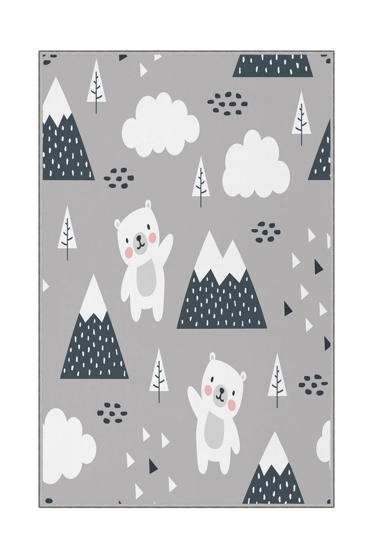 Covor de Copii Cute Panda, Alb - Negru, 80x120 cm
