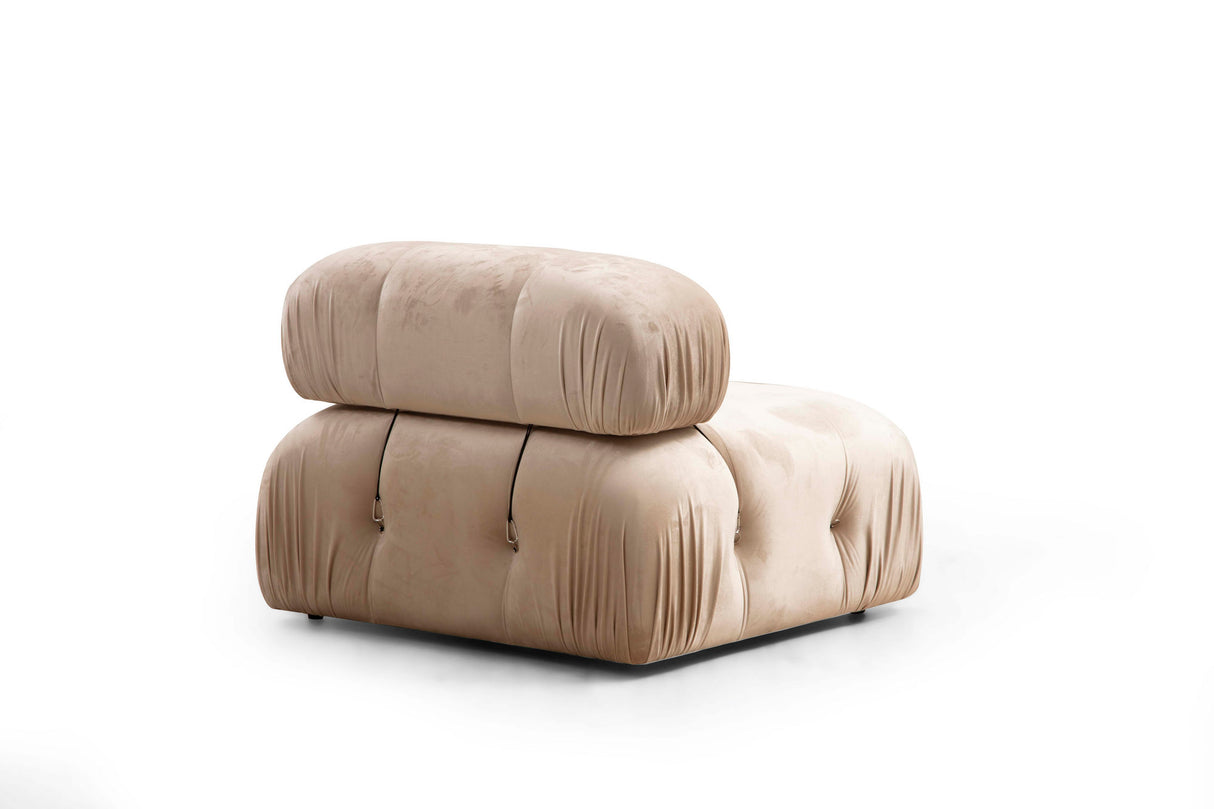 Canapea fixă 3 locuri Bubble (L1-O1-1R) - Velvet, Crem, 95x65x75 cm