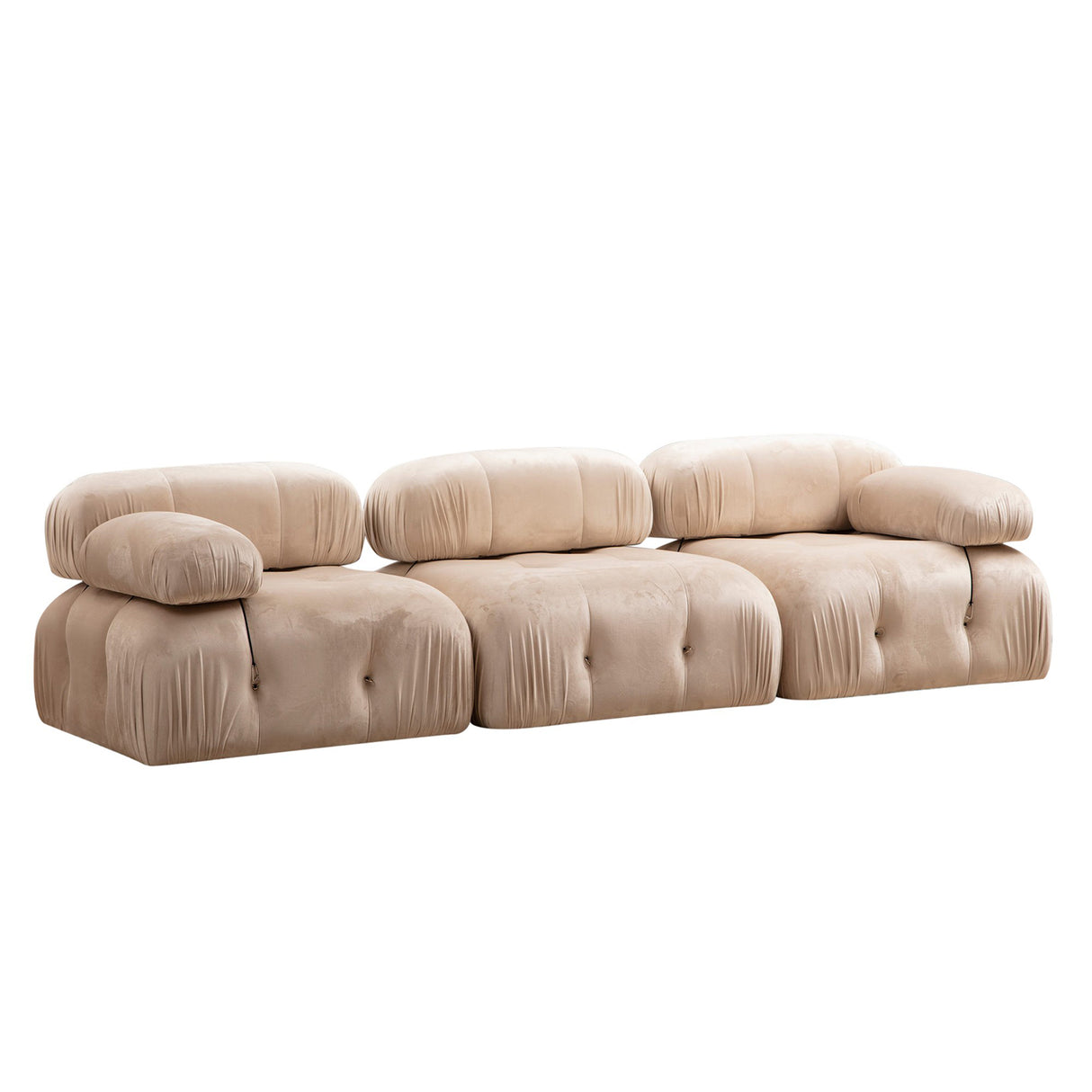 Canapea fixă 3 locuri Bubble (L1-O1-1R) - Velvet, Crem, 95x65x75 cm