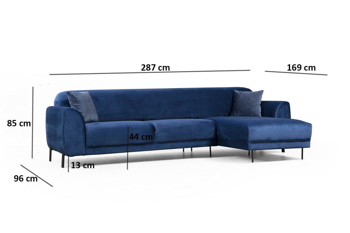 Canapea extensibilă de colț Image, Dreapta, Diverse culori, 287x169x85 cm - Albastru | SKU: 560ARE1141 | Canapea extensibilă de colț Image, Dreapta, 287x169x85 cm, varianta Albastru, produs pentru amenajarea locuinței, disponibil online în România la CasaMob