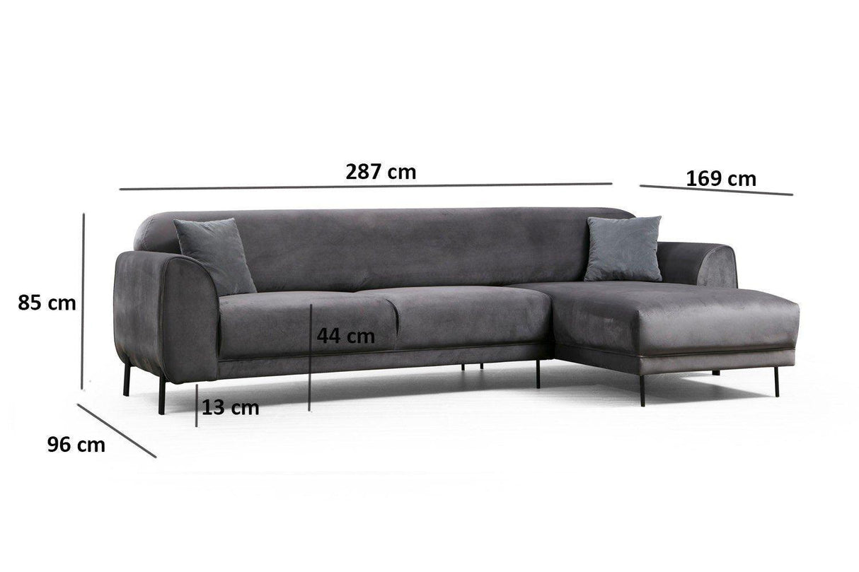 Canapea extensibilă de colț Image, Dreapta, Diverse culori, 287x169x85 cm - Gri închis | SKU: 560ARE1143 | Canapea extensibilă de colț Image, Dreapta, 287x169x85 cm, varianta Gri închis, produs pentru amenajarea locuinței, disponibil online în România la CasaMob