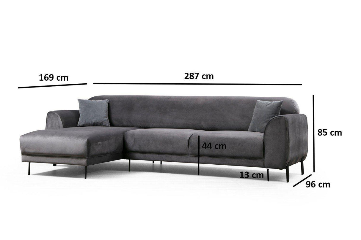 Canapea extensibilă de colț Image, Stânga, Diverse culori, 287x169x85 cm - Gri închis | SKU: 560ARE1144 | Canapea extensibilă de colț Image, Stânga, 287x169x85 cm, varianta Gri închis, produs pentru amenajarea locuinței, disponibil online în România la CasaMob