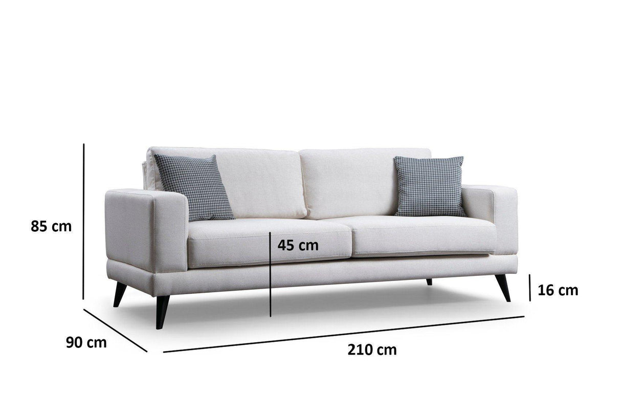 Canapea Fixa cu 3 Locuri Biutiful, 210 x 85 x 90 cm - Bej, SKU 560ARE1307