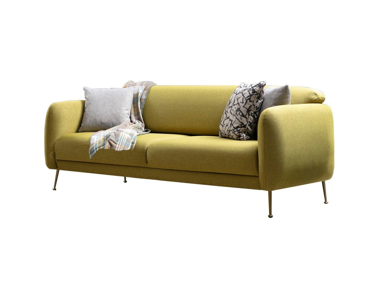 Canapea Fixa cu 3 Locuri Sevilla, 214 x 85 x 98 cm - Galben, SKU 560ARE1311