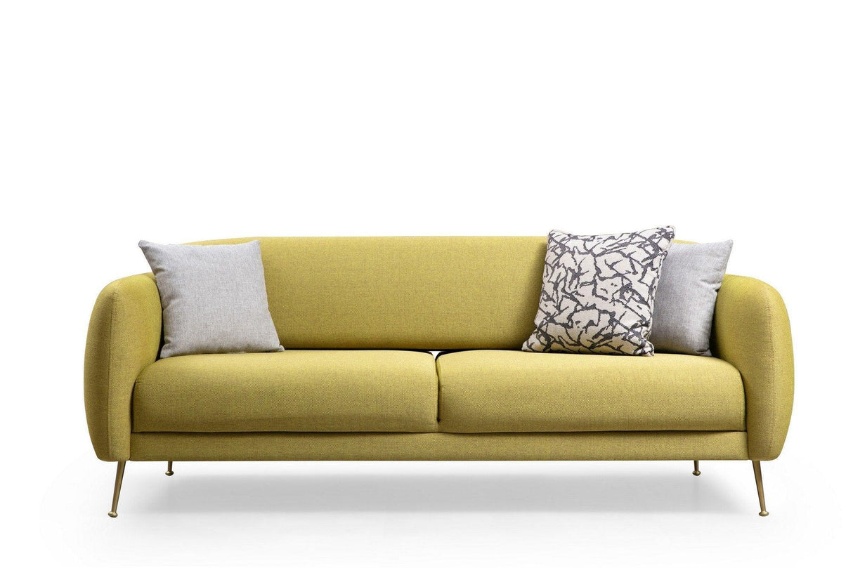 Canapea Fixa cu 3 Locuri Sevilla, 214 x 85 x 98 cm - Galben, SKU 560ARE1311