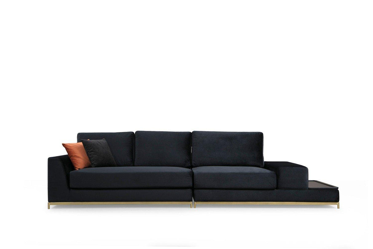 Canapea Fixa cu 4 Locuri Line, 320 x 84 x 102 cm - Negru, SKU 560ARE1315