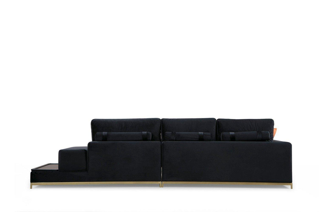 Canapea Fixa cu 4 Locuri Line, 320 x 84 x 102 cm - Negru, SKU 560ARE1315