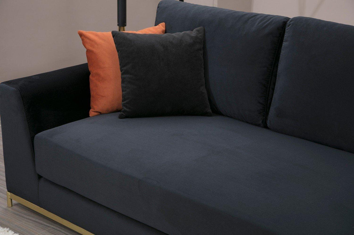 Canapea Fixa cu 4 Locuri Line, 320 x 84 x 102 cm - Negru, SKU 560ARE1315