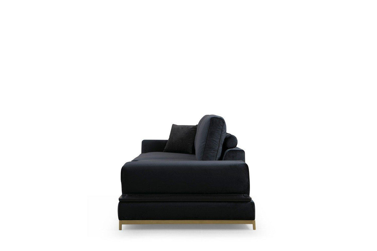 Canapea Fixa cu 4 Locuri Line, 320 x 84 x 102 cm - Negru, SKU 560ARE1315