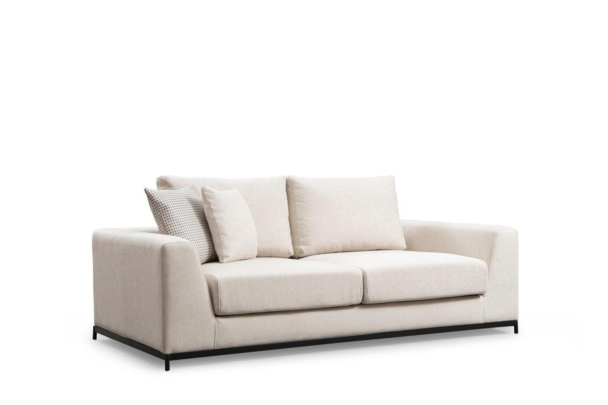 Canapea Fixa cu 3 Locuri Line, Bej, 201 x 84 x 102 cm