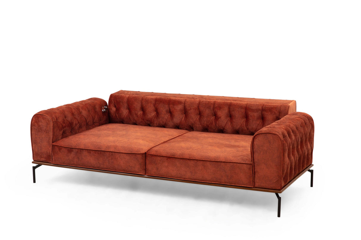 Canapea extensibilă 3 locuri Siesta, Spătar capitonat, Diverse culori, 78x62x92 cm - Portocaliu | SKU: 560ARE1338 | Canapea extensibilă 3 locuri Siesta, Spătar capitonat, 78x62x92 cm, varianta Portocaliu, produs pentru amenajarea locuinței, disponibil online în România la CasaMob