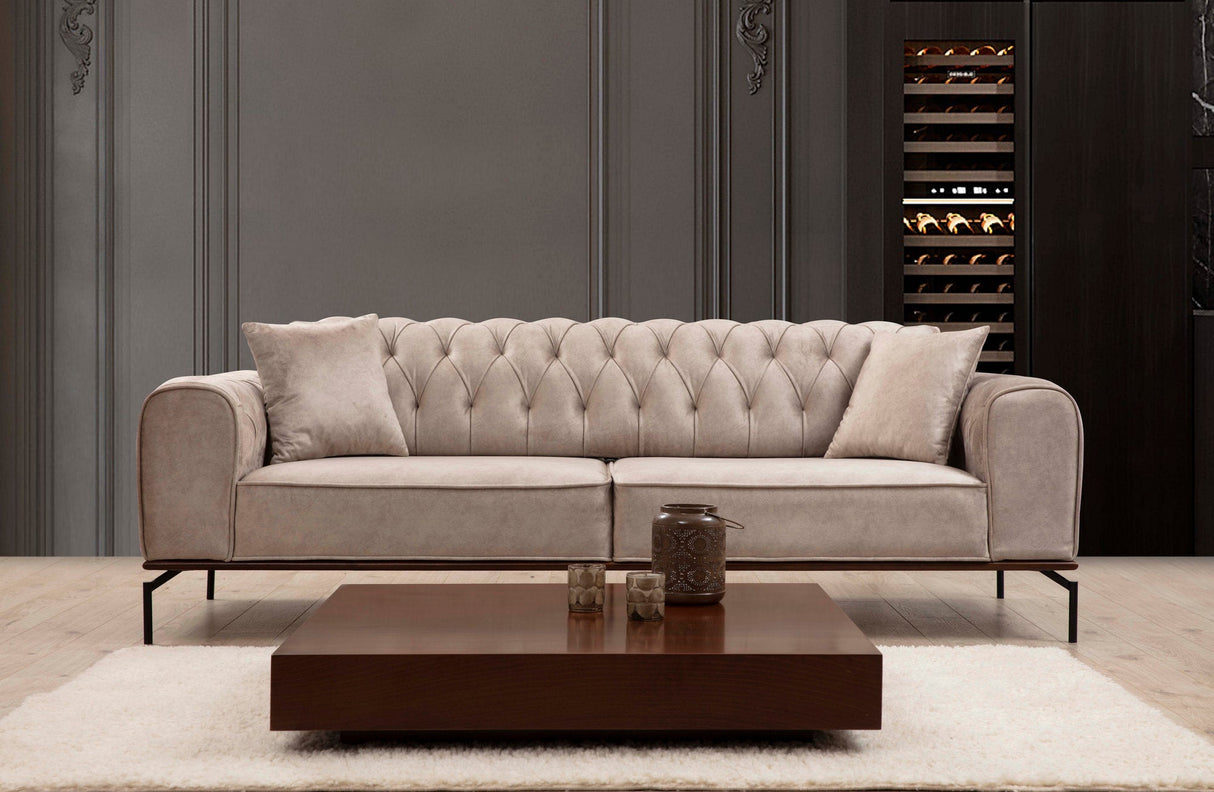 Canapea extensibilă 3 locuri Siesta, Spătar capitonat, Diverse culori, 78x62x92 cm - Crem | SKU: 560ARE1341 | Canapea extensibilă 3 locuri Siesta, Spătar capitonat, 78x62x92 cm, varianta Crem, produs pentru amenajarea locuinței, disponibil online în România la CasaMob