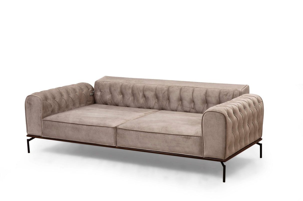 Canapea extensibilă 3 locuri Siesta, Spătar capitonat, Diverse culori, 78x62x92 cm - Crem | SKU: 560ARE1341 | Canapea extensibilă 3 locuri Siesta, Spătar capitonat, 78x62x92 cm, varianta Crem, produs pentru amenajarea locuinței, disponibil online în România la CasaMob