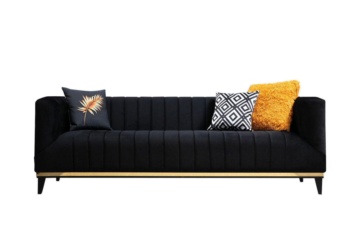 Canapea Fixa cu 3 Locuri Lux Willy, 222 x 75 x 89 cm - Negru, SKU 560ARE1343