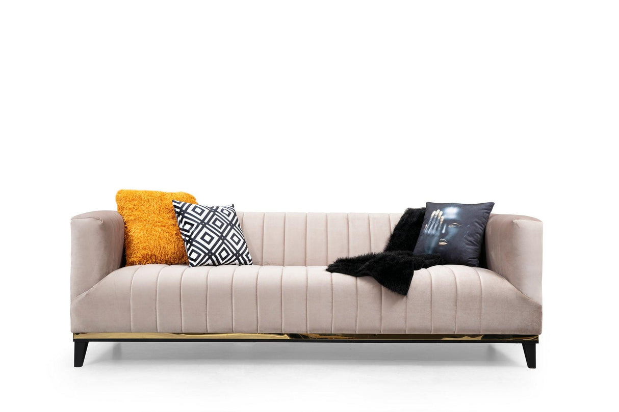Canapea Fixa cu 3 Locuri Lux Willy, 222 x 75 x 89 cm - Bej, SKU 560ARE1343