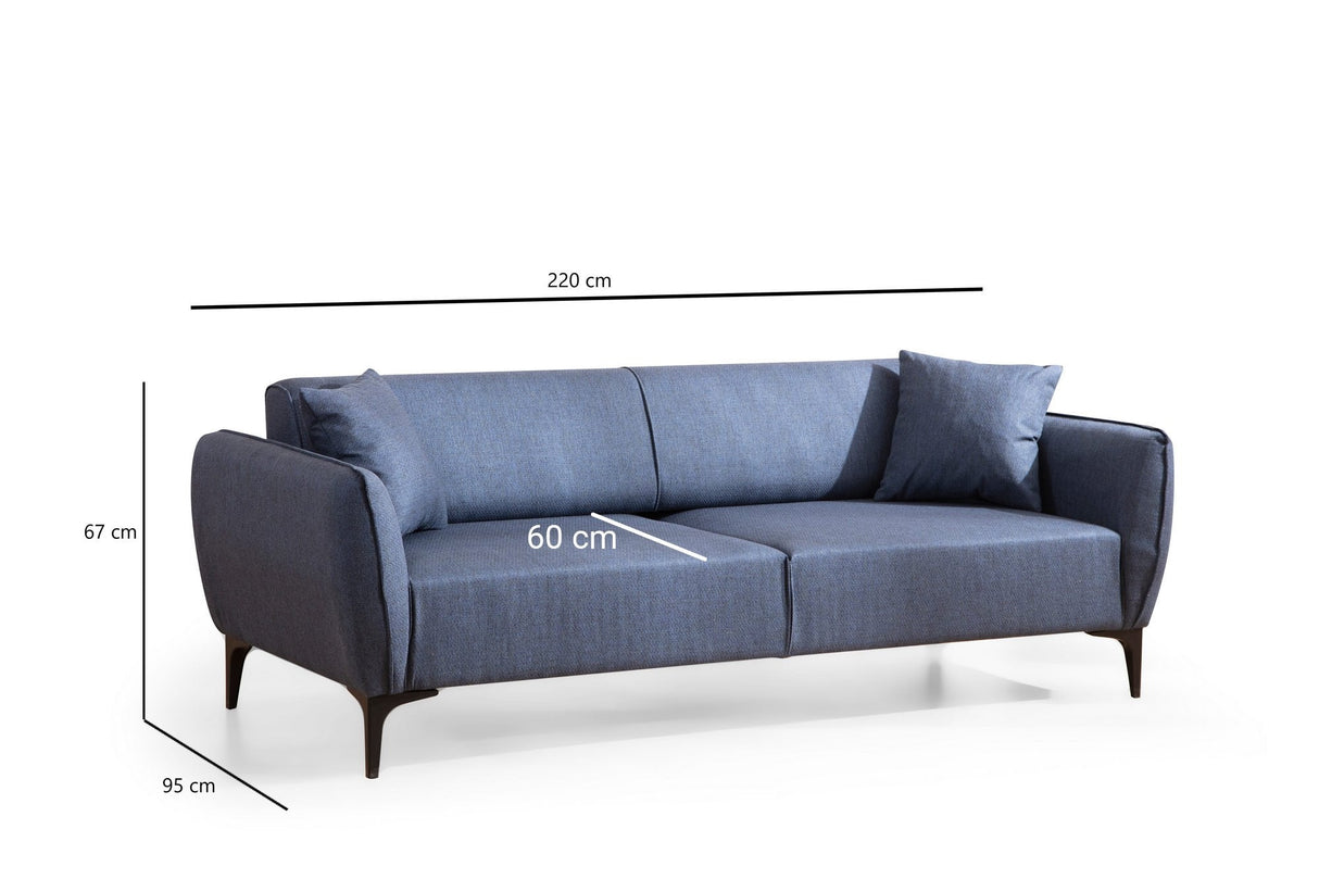 Canapea fixă Belissimo, Diverse culori, Diverse configurații, Diverse dimensiuni - Albastru - 220x95x67 cm - 3 locuri | SKU: 560ARE1361 | Canapea fixă Belissimo, varianta Albastru - 220x95x67 cm - 3 locuri, produs pentru amenajarea locuinței, disponibil online în România la CasaMob