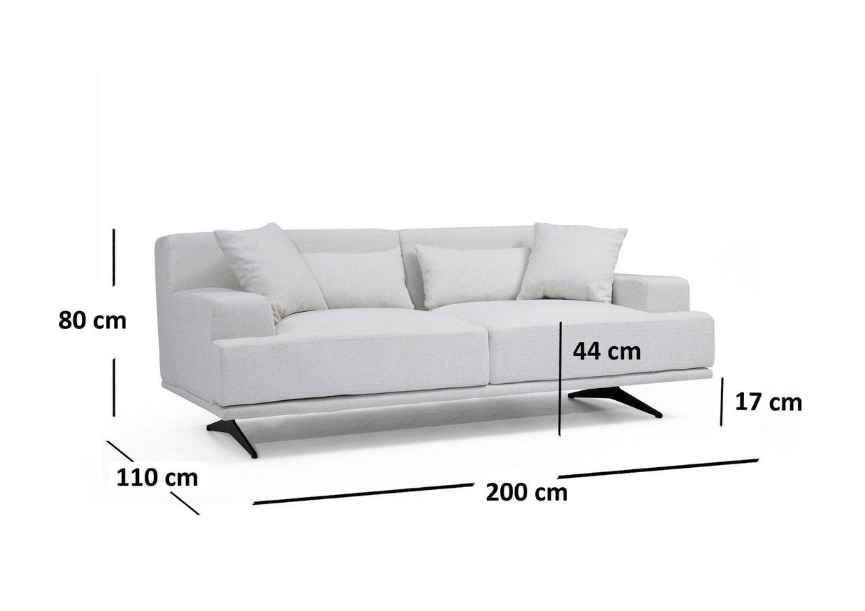 Canapea Fixa cu 2 Locuri Bentley, 200 x 80 x 110 cm - Bej, SKU 560ARE1507
