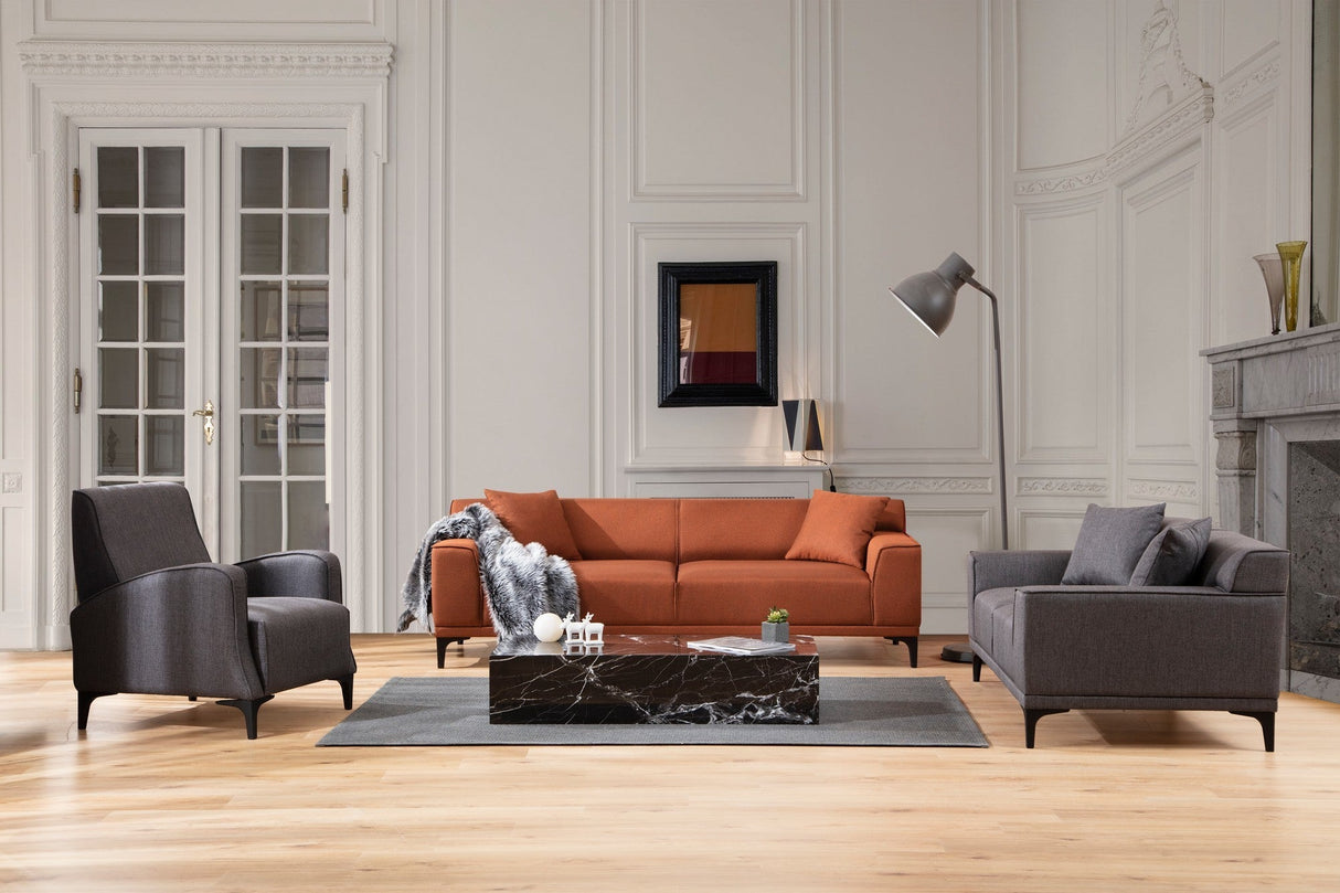 Canapea fixă 3 locuri Petra 3, Diverse culori, 215x86x87 cm - Portocaliu | SKU: 560ARE1528 | Canapea fixă 3 locuri Petra 3, 215x86x87 cm, varianta Portocaliu, produs pentru amenajarea locuinței, disponibil online în România la CasaMob