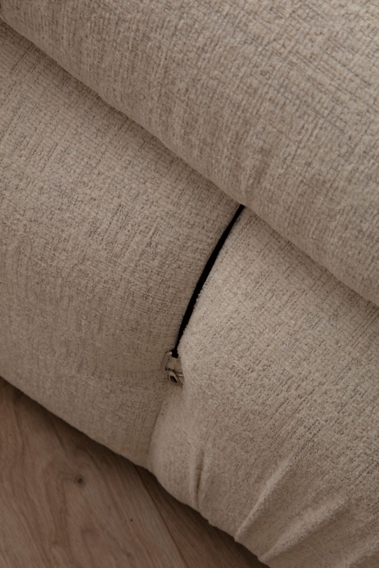 Canapea fixă 3 locuri Bubble (L1-O1-1R) - Bouclette, Crem, 95x65x75 cm