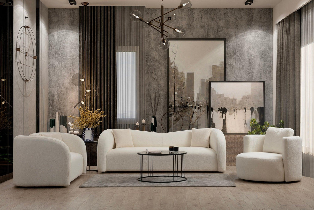 Canapea Fixa cu 2 locuri Asoste, Crem, 170 x 75 x 76 cm