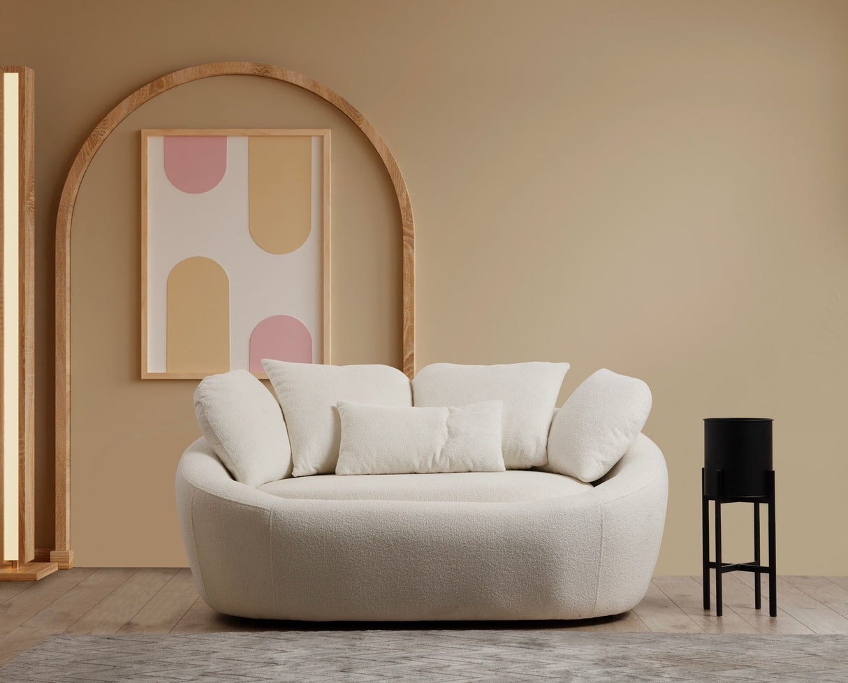 Canapea fixă 2 locuri Midye - Love Seat, Crem