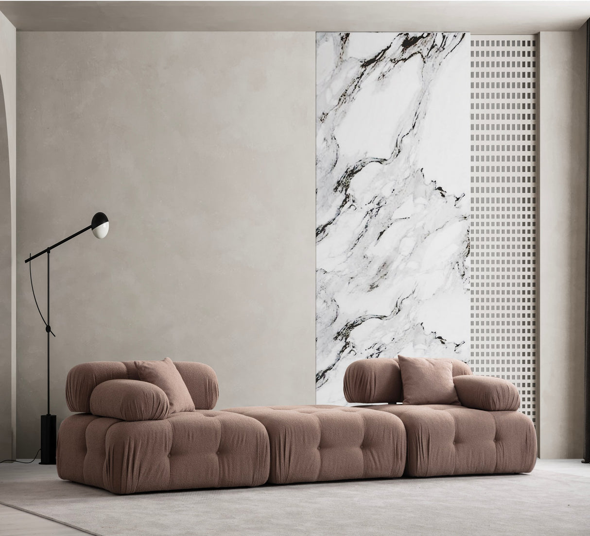 Canapea fixă 3 locuri Doblo (L1-Pouffe-1R) - Cappucino, Cappuccino