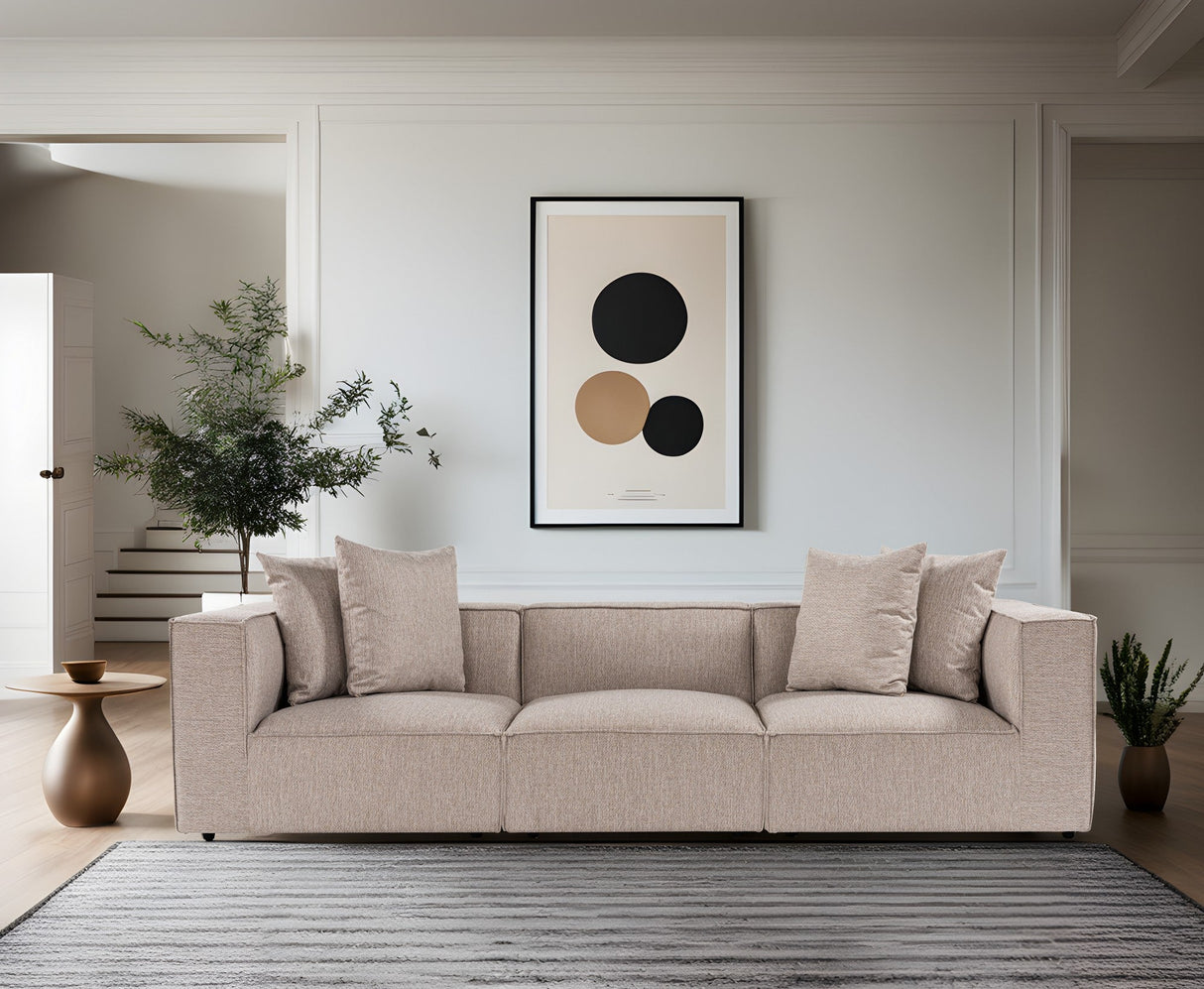 Canapea fixă 3 locuri Sora 3, Diverse culori, 270x95x65 cm - Sand beige | SKU: 560ARE2195 | Canapea fixă 3 locuri Sora 3, 270x95x65 cm, varianta Sand beige, produs pentru amenajarea locuinței, disponibil online în România la CasaMob