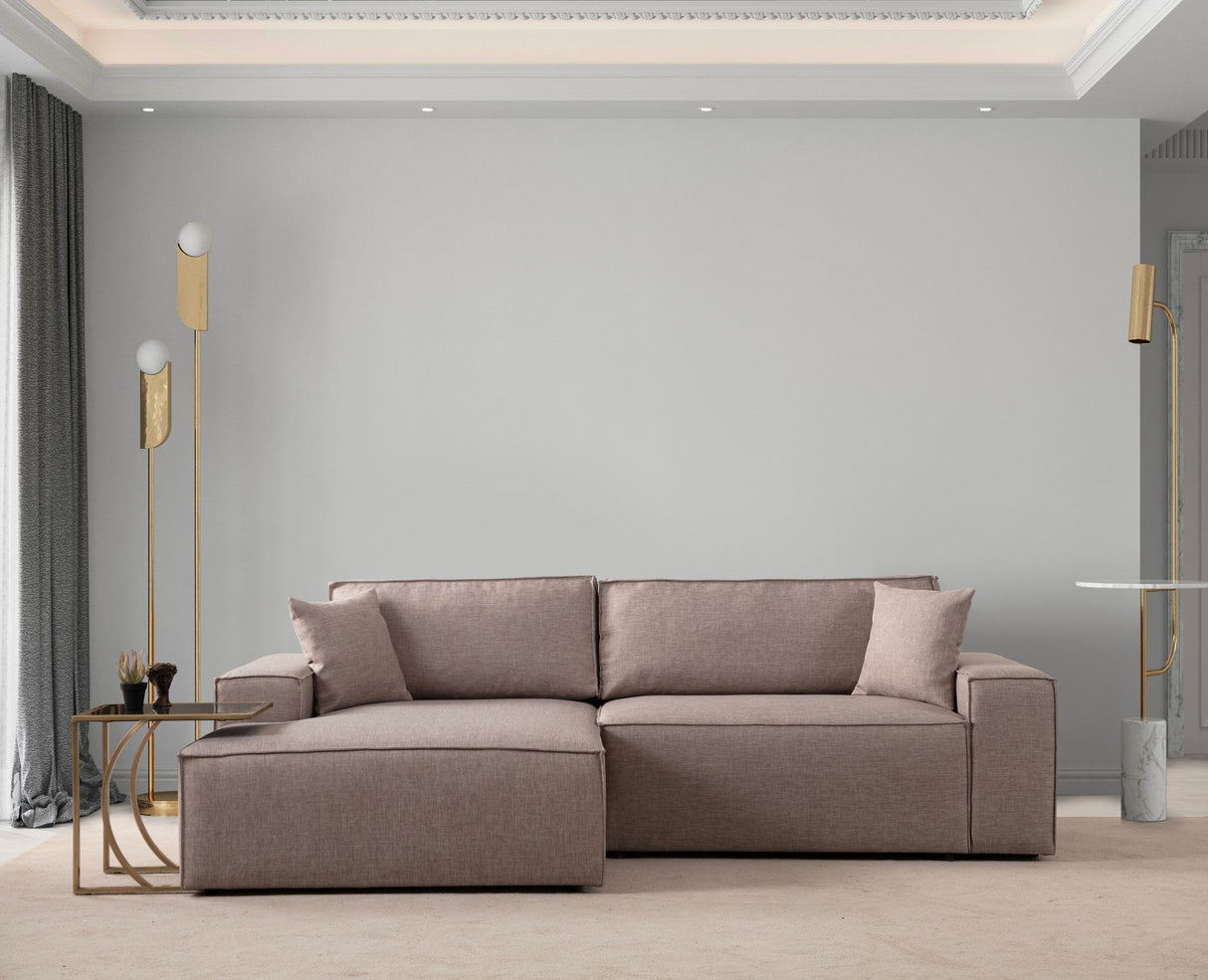 Canapea extensibilă de colț Pırlo, Stânga, Diverse culori, 260x170x78 cm - Maro | SKU: 560ARE2216 | Canapea extensibilă de colț Pırlo, Stânga, 260x170x78 cm, varianta Maro, produs pentru amenajarea locuinței, disponibil online în România la CasaMob