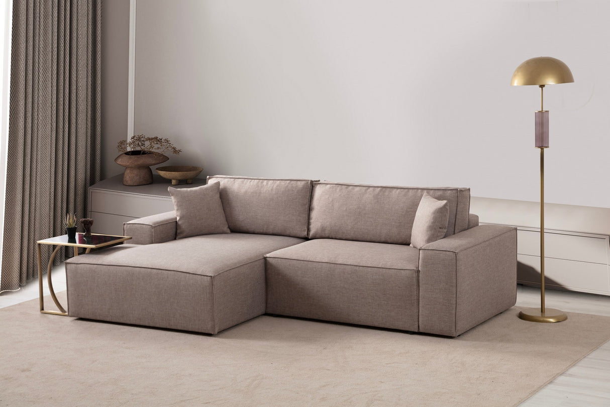 Canapea extensibilă de colț Pırlo, Stânga, Diverse culori, 260x170x78 cm - Maro | SKU: 560ARE2216 | Canapea extensibilă de colț Pırlo, Stânga, 260x170x78 cm, varianta Maro, produs pentru amenajarea locuinței, disponibil online în România la CasaMob