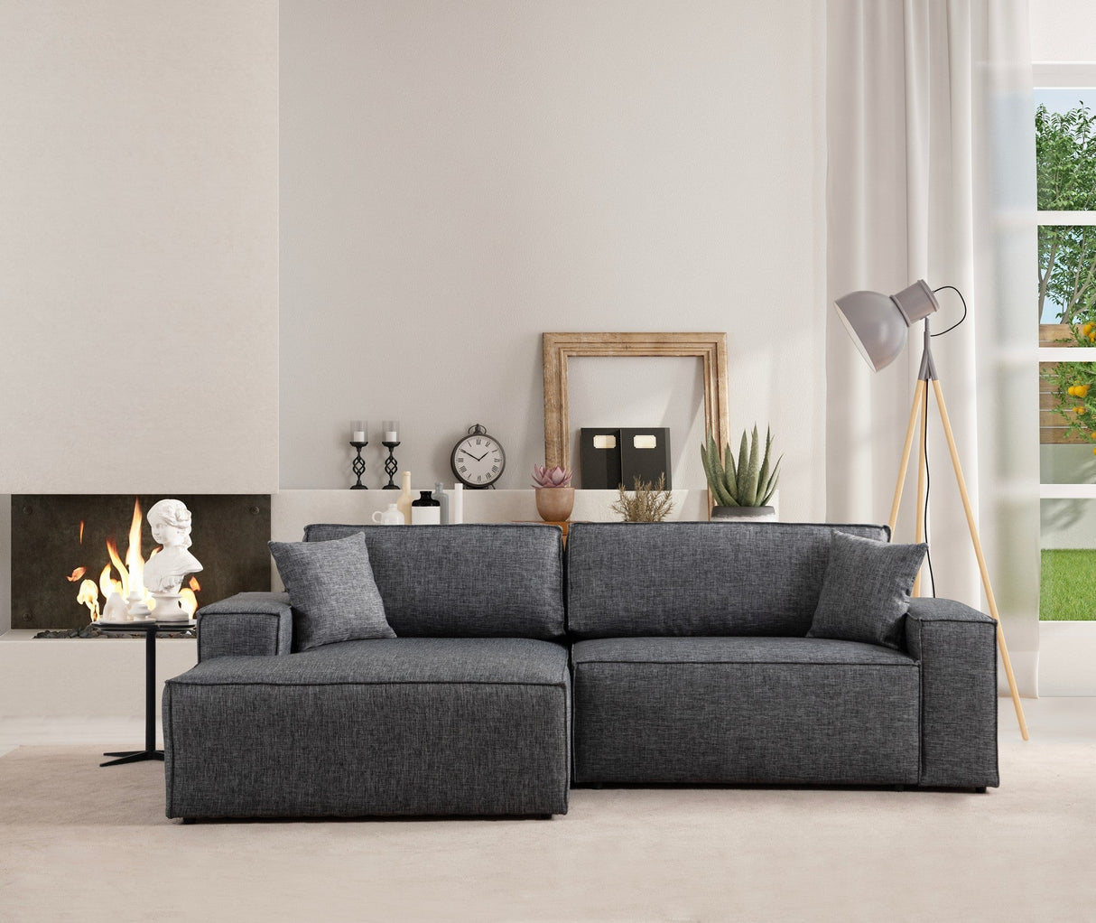 Canapea extensibilă de colț Pırlo, Stânga, Diverse culori, 260x170x78 cm - Gri închis | SKU: 560ARE2218 | Canapea extensibilă de colț Pırlo, Stânga, 260x170x78 cm, varianta Gri închis, produs pentru amenajarea locuinței, disponibil online în România la CasaMob