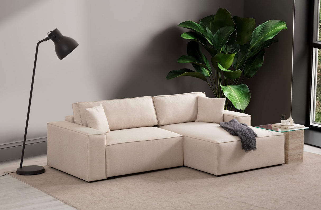 Canapea extensibilă de colț Pırlo, Dreapta, Diverse culori, 260x170x78 cm - Ecru | SKU: 560ARE2219 | Canapea extensibilă de colț Pırlo, Dreapta, 260x170x78 cm, varianta Ecru, produs pentru amenajarea locuinței, disponibil online în România la CasaMob