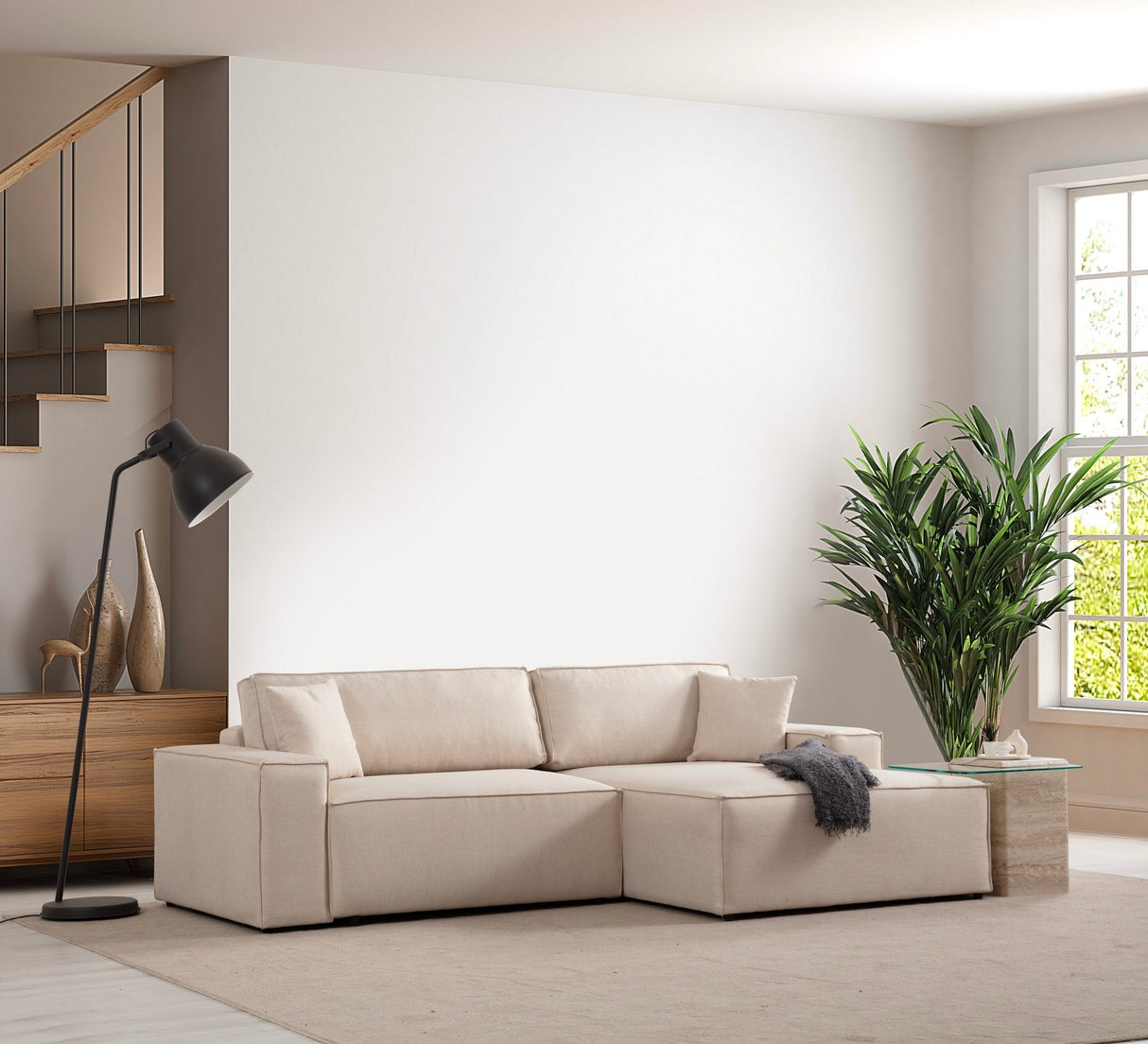 Canapea extensibilă de colț Pırlo, Dreapta, Diverse culori, 260x170x78 cm - Ecru | SKU: 560ARE2219 | Canapea extensibilă de colț Pırlo, Dreapta, 260x170x78 cm, varianta Ecru, produs pentru amenajarea locuinței, disponibil online în România la CasaMob