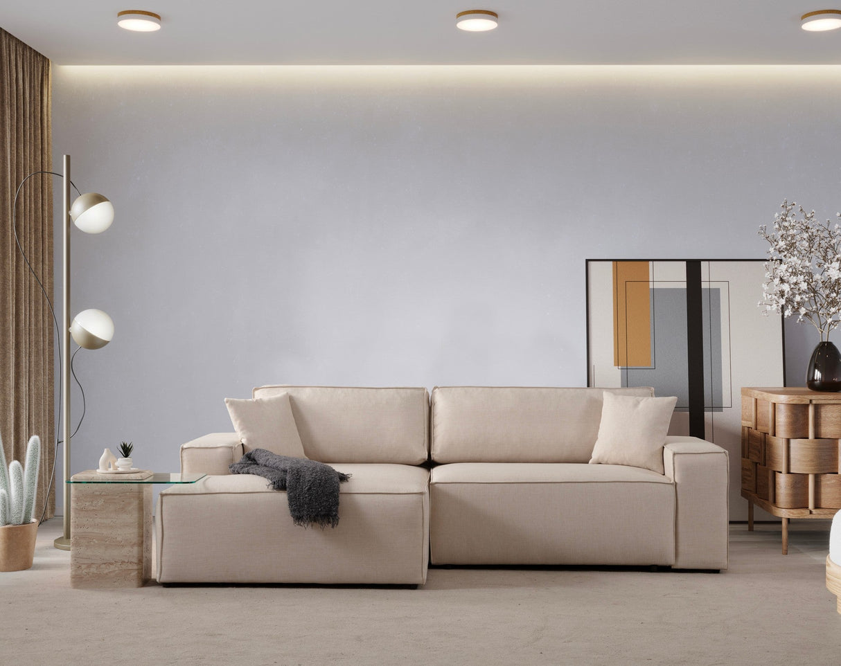 Canapea extensibilă de colț Pırlo, Stânga, Diverse culori, 260x170x78 cm - Ecru | SKU: 560ARE2220 | Canapea extensibilă de colț Pırlo, Stânga, 260x170x78 cm, varianta Ecru, produs pentru amenajarea locuinței, disponibil online în România la CasaMob
