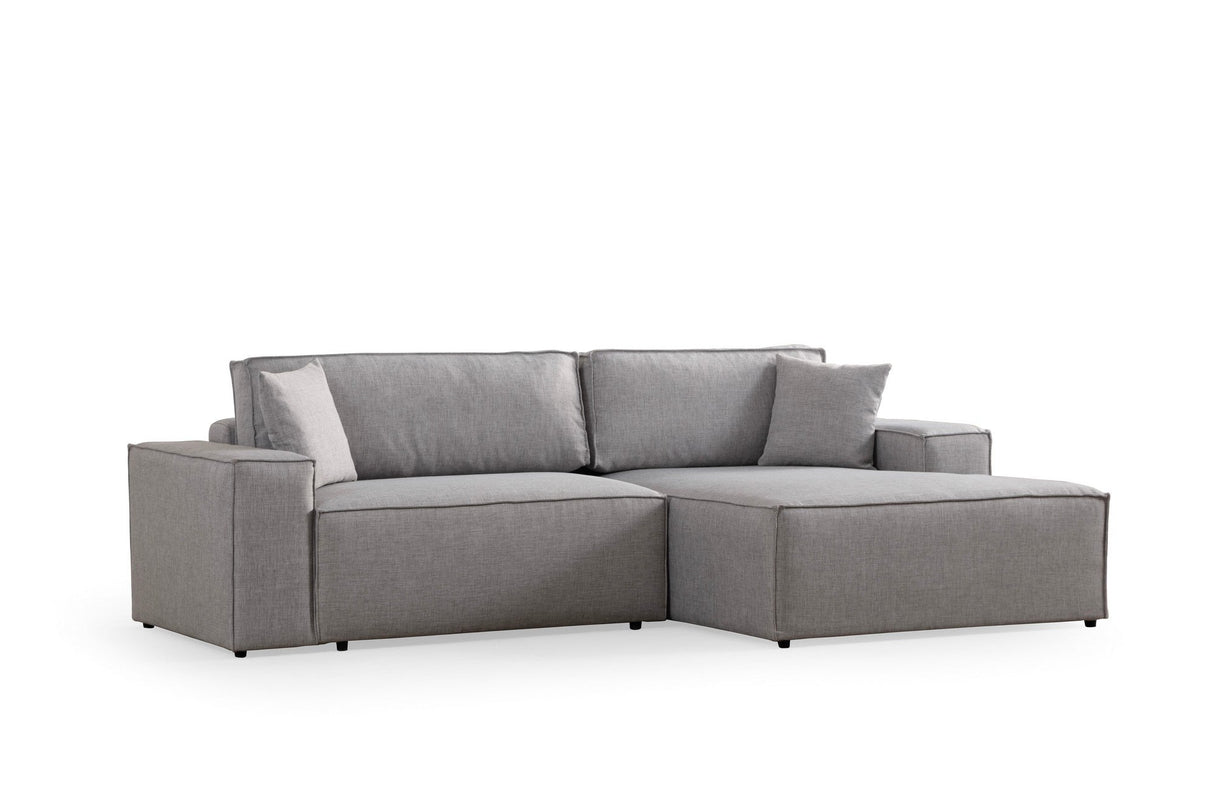 Canapea extensibilă de colț Pırlo, Dreapta, Diverse culori, 260x170x78 cm - Gri deschis | SKU: 560ARE2221 | Canapea extensibilă de colț Pırlo, Dreapta, 260x170x78 cm, varianta Gri deschis, produs pentru amenajarea locuinței, disponibil online în România la CasaMob