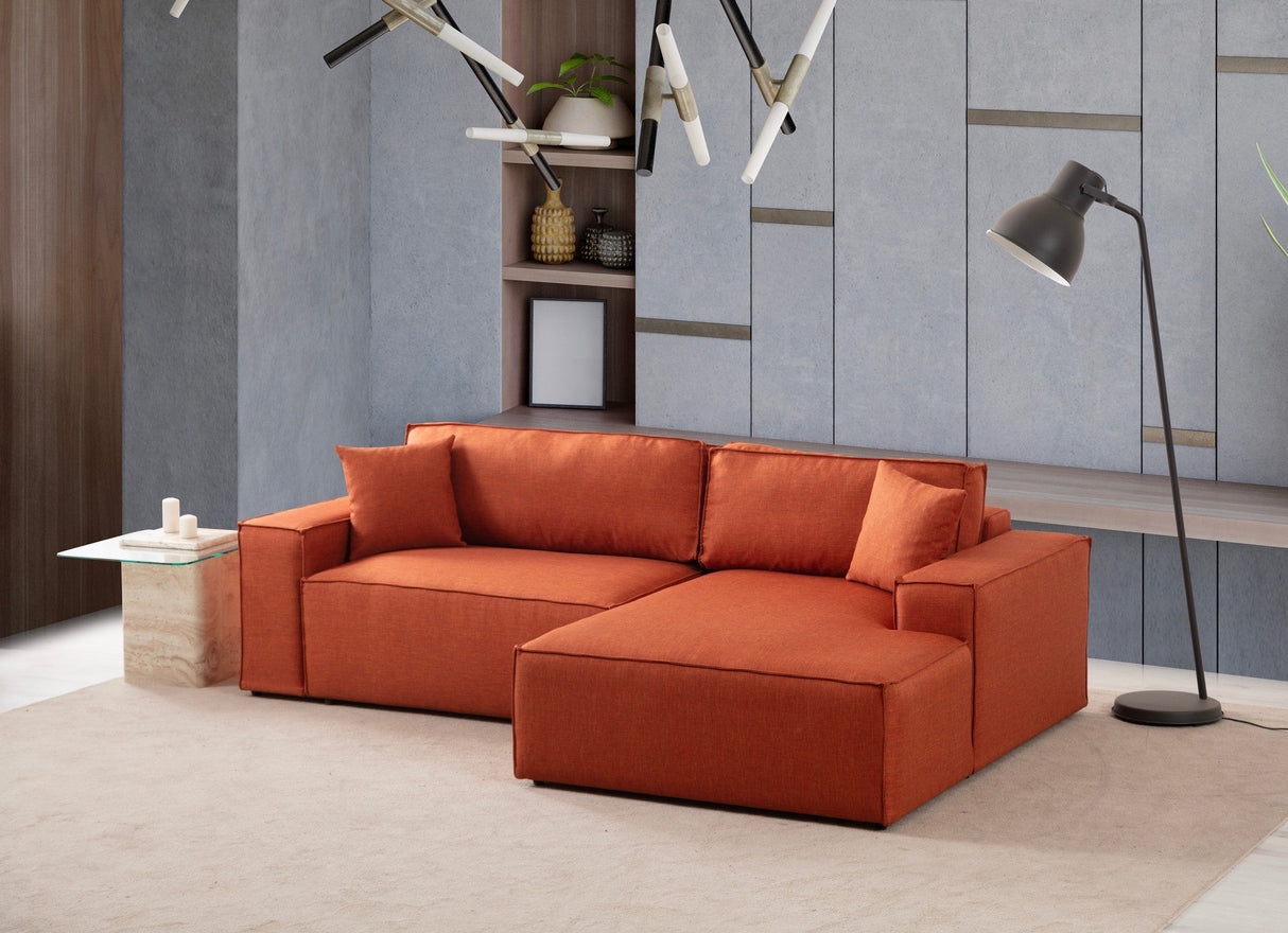 Canapea extensibilă de colț Pırlo, Dreapta, Diverse culori, 260x170x78 cm - Portocaliu | SKU: 560ARE2223 | Canapea extensibilă de colț Pırlo, Dreapta, 260x170x78 cm, varianta Portocaliu, produs pentru amenajarea locuinței, disponibil online în România la CasaMob
