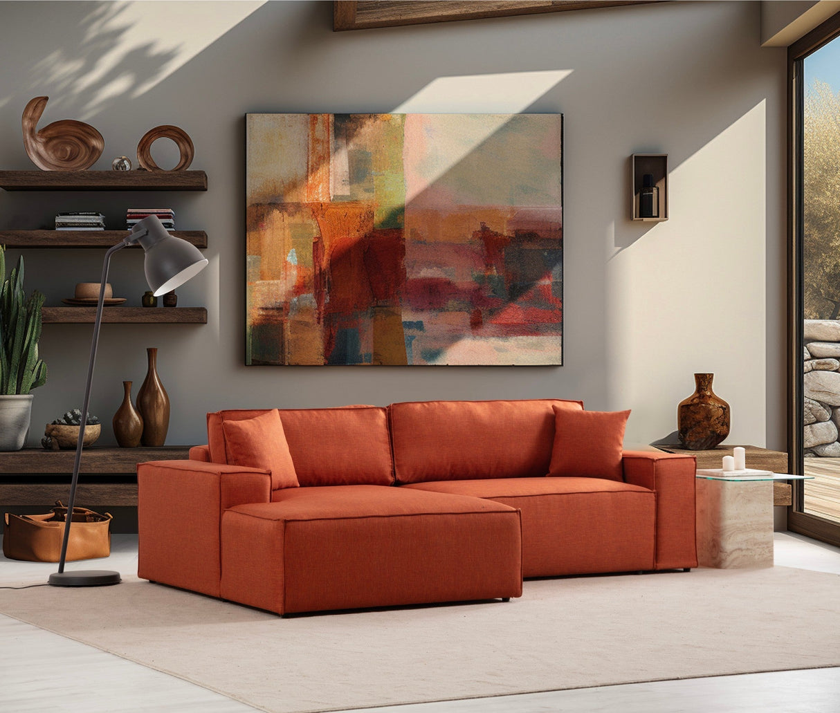 Canapea extensibilă de colț Pırlo, Stânga, Diverse culori, 260x170x78 cm - Portocaliu | SKU: 560ARE2224 | Canapea extensibilă de colț Pırlo, Stânga, 260x170x78 cm, varianta Portocaliu, produs pentru amenajarea locuinței, disponibil online în România la CasaMob
