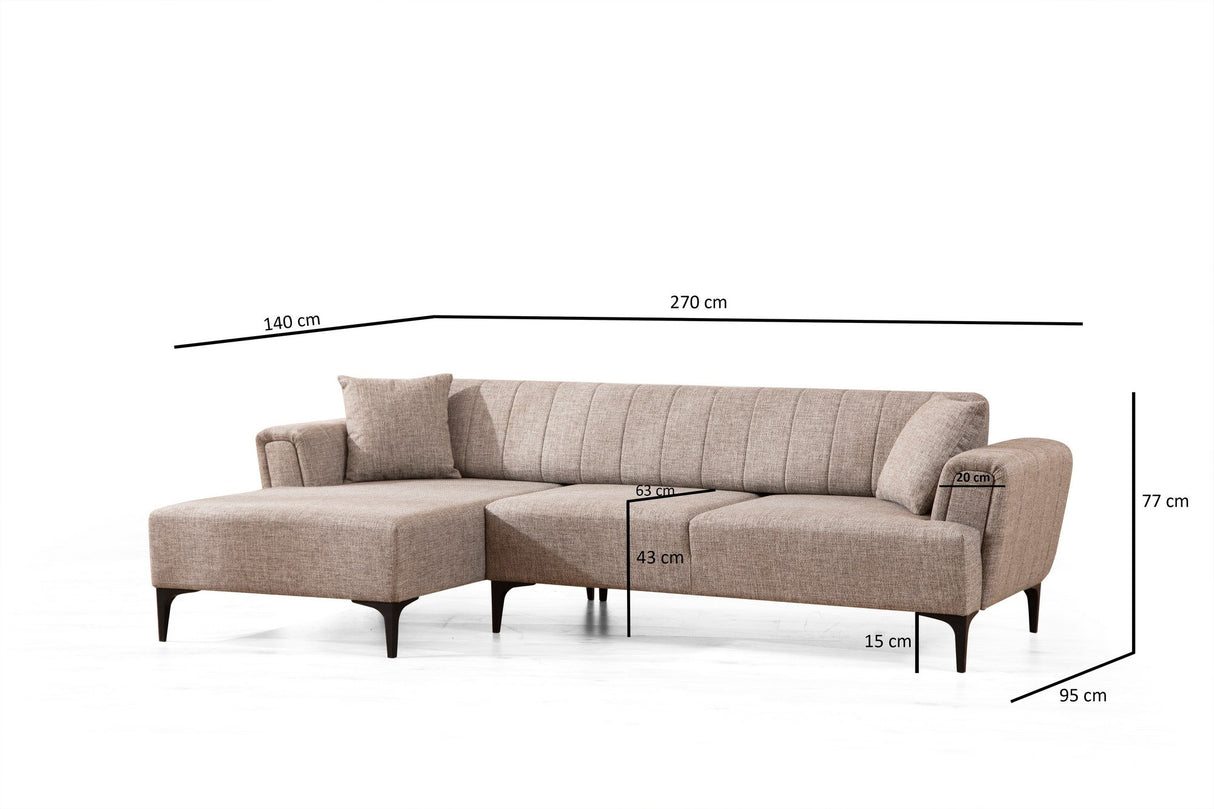 Canapea extensibilă Hamlet, Colț, Stânga, Diverse culori, 270x140 cm - Maro deschis | SKU: 560ARE2250 | Canapea extensibilă Hamlet, Colț, Stânga, 270x140 cm, varianta Maro deschis, produs pentru amenajarea locuinței, disponibil online în România la CasaMob