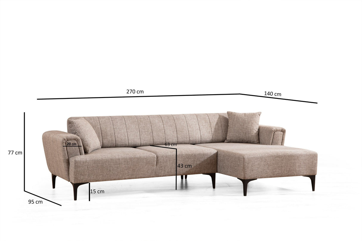 Canapea extensibilă Hamlet, Colț, 1 piesă, Dreapta, Diverse culori, 270x140 cm - Maro deschis | SKU: 560ARE2252 | Canapea extensibilă Hamlet, Colț, 1 piesă, Dreapta, 270x140 cm, varianta Maro deschis, produs pentru amenajarea locuinței, disponibil online în România la CasaMob