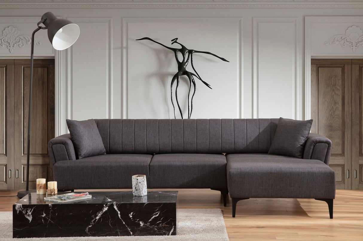 Canapea extensibilă Hamlet, Colț, 1 piesă, Dreapta, Diverse culori, 270x140 cm - Gri închis | SKU: 560ARE2253 | Canapea extensibilă Hamlet, Colț, 1 piesă, Dreapta, 270x140 cm, varianta Gri închis, produs pentru amenajarea locuinței, disponibil online în România la CasaMob