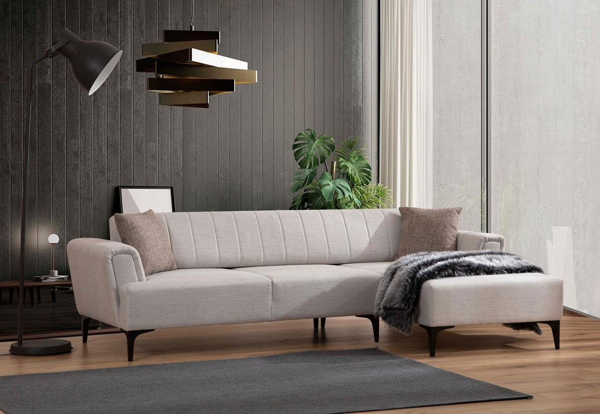 Canapea extensibilă Hamlet, Colț, 1 piesă, Dreapta, Diverse culori, 270x140 cm - Ecru | SKU: 560ARE2254 | Canapea extensibilă Hamlet, Colț, 1 piesă, Dreapta, 270x140 cm, varianta Ecru, produs pentru amenajarea locuinței, disponibil online în România la CasaMob