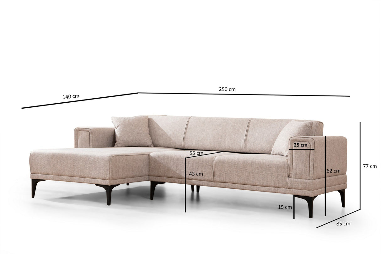 Canapea extensibilă Horizon, Colț, Stânga, Diverse culori, 250x140 cm - Maro deschis | SKU: 560ARE2270 | Canapea extensibilă Horizon, Colț, Stânga, 250x140 cm, varianta Maro deschis, produs pentru amenajarea locuinței, disponibil online în România la CasaMob